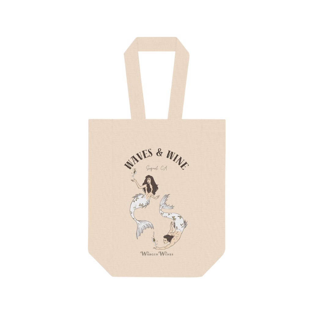 Wine Tote Bag - Waves & Wine Mermaid & Merman - SOQUEL CA