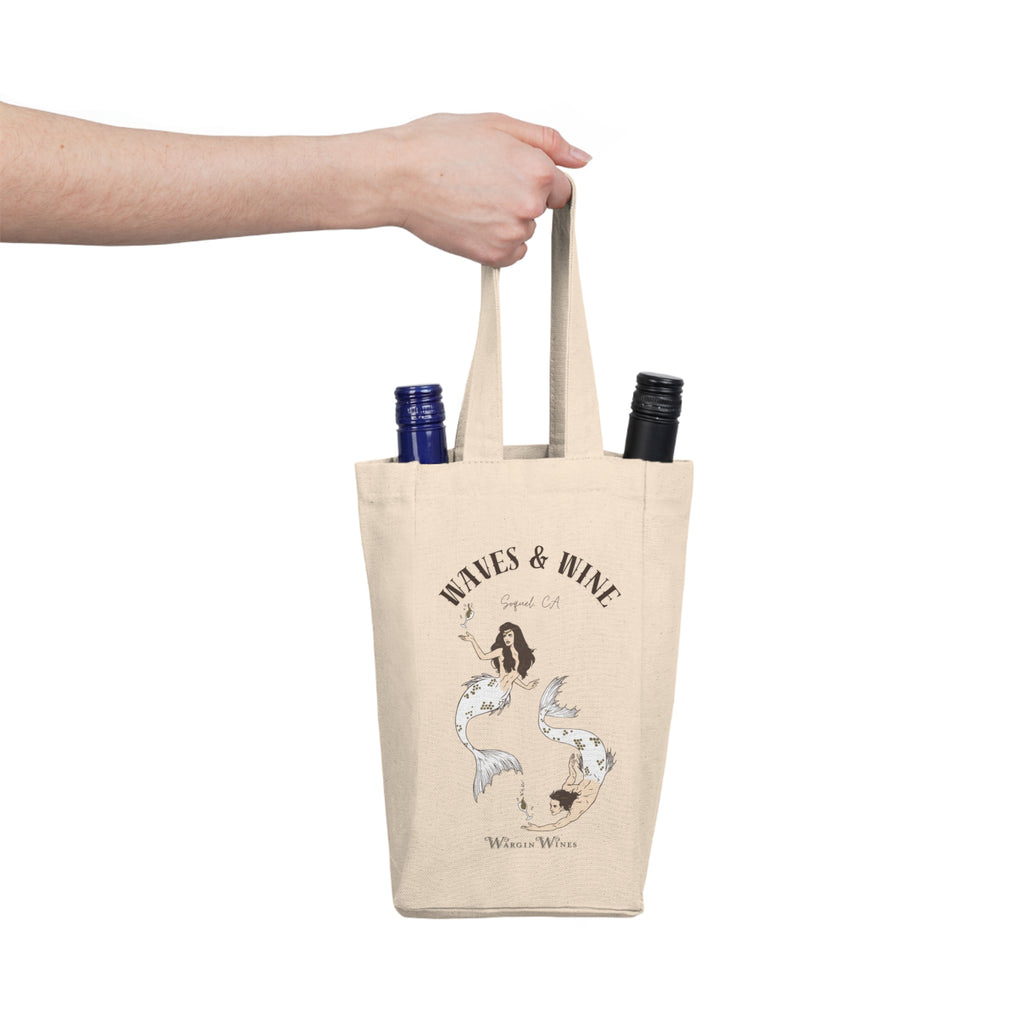 Wine Tote Bag - Waves & Wine Mermaid & Merman - SOQUEL CA