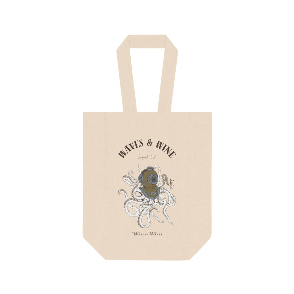 Wine Tote Bag - Waves & Wine Octopus - Soquel CA